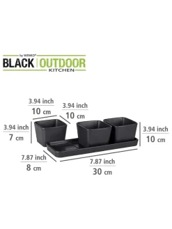 3er-Set: Dipschalen in Schwarz