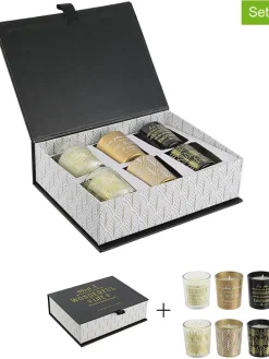 6er-Set: Duftkerzen in Schwarz/ Weiß/ Gold - 6x 31 g