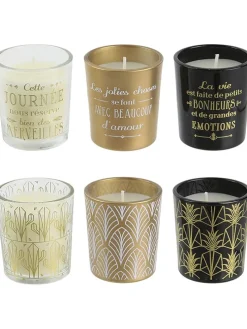 6er-Set: Duftkerzen in Schwarz/ Weiß/ Gold - 6x 31 g