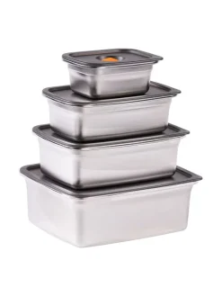 4er-Set: Edelstahl-Frischhaltedosen