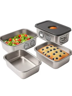 4er-Set: Edelstahl-Frischhaltedosen