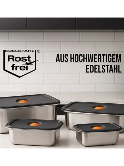4er-Set: Edelstahl-Frischhaltedosen