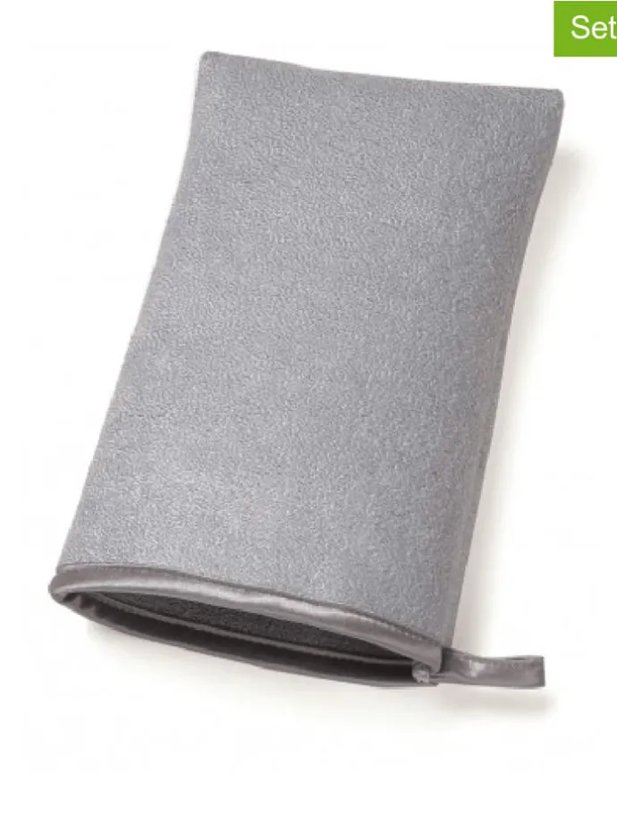 2er-Set: Edelstahl-Reinigungshandschuhe in Silber