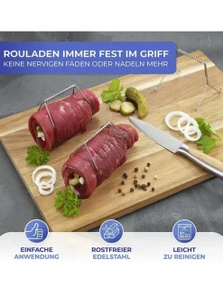 10er-Set: Edelstahl-Rouladenklammern - (L)7,5 cm