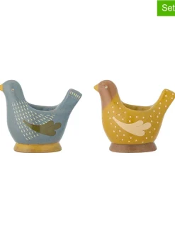 2er-Set: Eierbecher "Birdy" in Blau/ Gelb - (B)8 x (H)8 cm