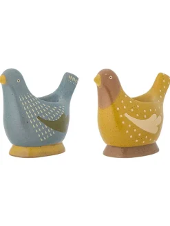 2er-Set: Eierbecher "Birdy" in Blau/ Gelb - (B)8 x (H)8 cm