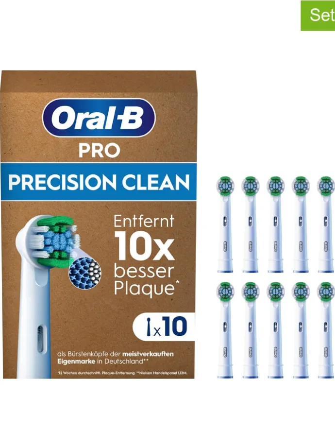 10er-Set: Ersatz-Bürstenköpfe "Precision Clean" in Weiß