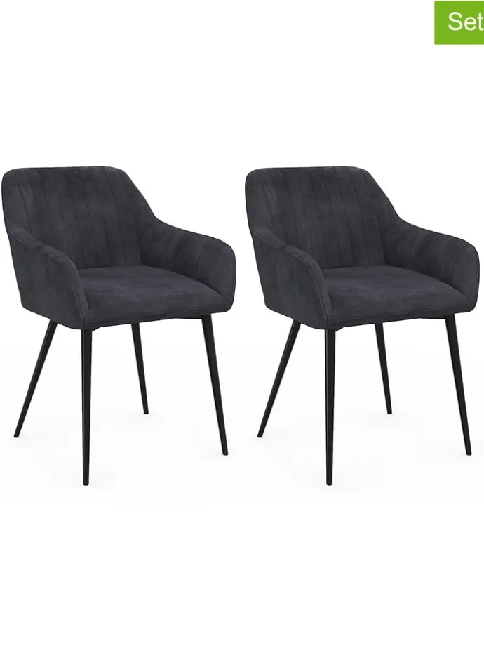 2er-Set: Esszimmerstühle "Ariana" in Anthrazit - (B)51 x (H)76 x (T)56 cm