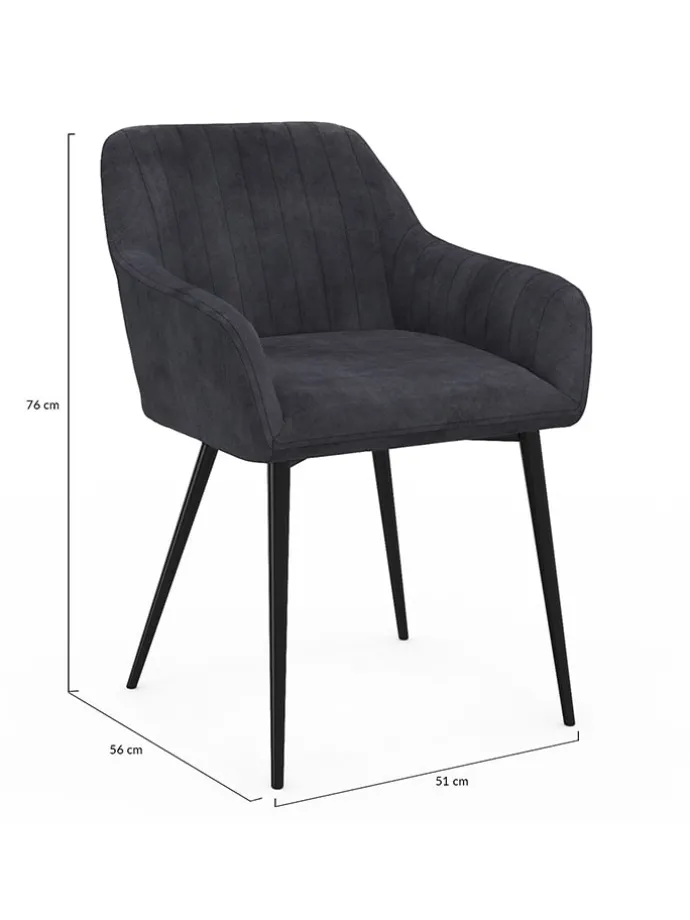 2er-Set: Esszimmerstühle "Ariana" in Anthrazit - (B)51 x (H)76 x (T)56 cm