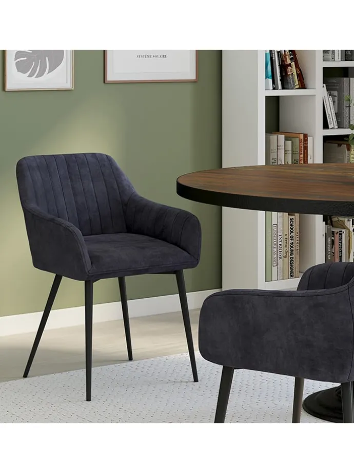 2er-Set: Esszimmerstühle "Ariana" in Anthrazit - (B)51 x (H)76 x (T)56 cm