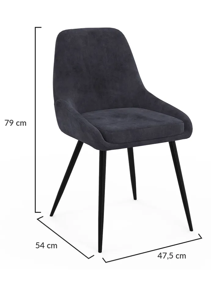 2er-Set: Esszimmerstühle "Olivia" in Anthrazit - (B)47,5 x (H)79 x (T)54 cm