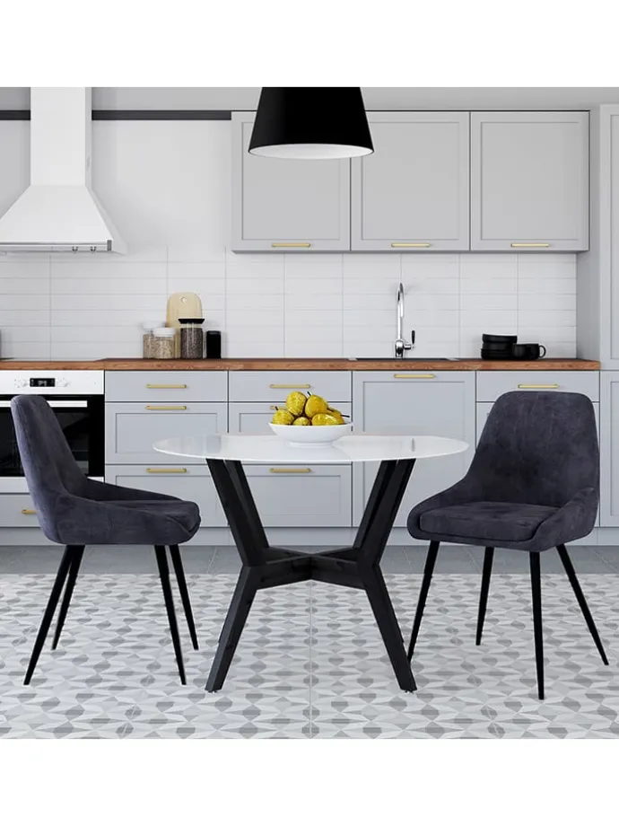 2er-Set: Esszimmerstühle "Olivia" in Anthrazit - (B)47,5 x (H)79 x (T)54 cm