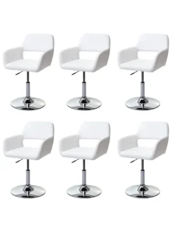 6er-Set Esszimmerstuhl A50, Weiß, Chromfuß