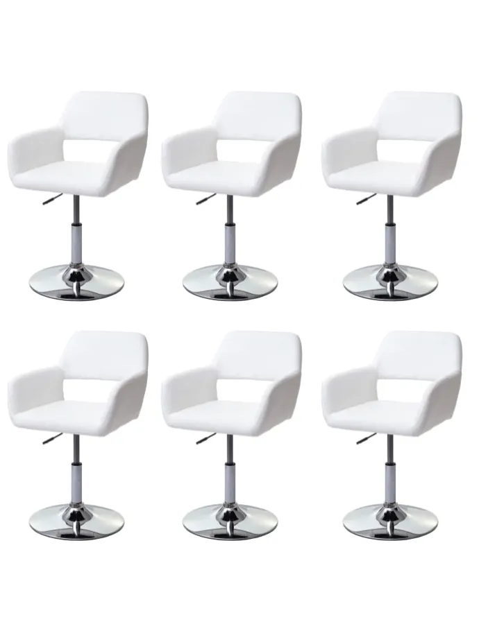 6er-Set Esszimmerstuhl A50, Weiß, Chromfuß