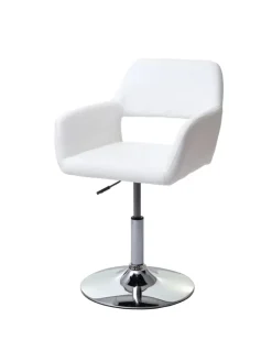 6er-Set Esszimmerstuhl A50, Weiß, Chromfuß