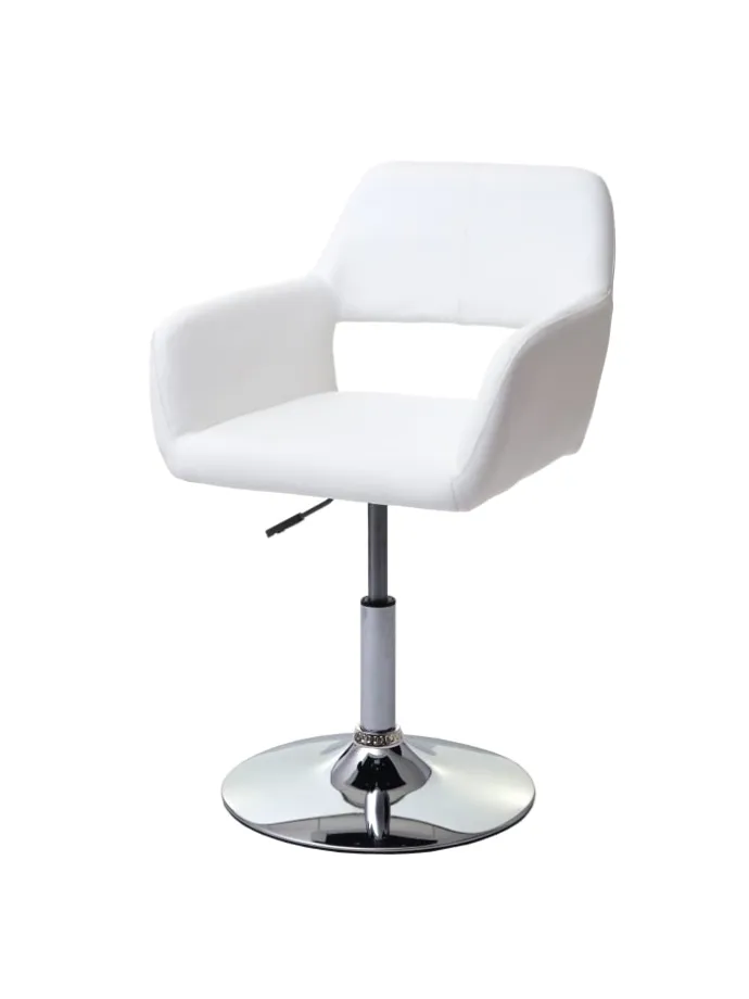 6er-Set Esszimmerstuhl A50, Weiß, Chromfuß