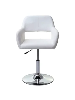 6er-Set Esszimmerstuhl A50, Weiß, Chromfuß