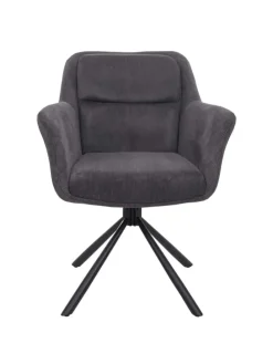 6er-Set Esszimmerstuhl K33 drehbar, Kord-grau