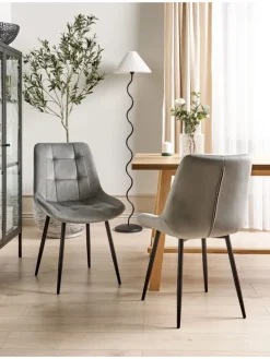 2er-Set Esszimmerstuhl MELROSE in Grau/Schwarz