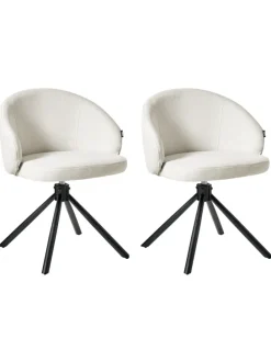 2er-Set Esszimmerstuhl OVALO in Weiß/Schwarz