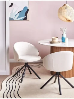 2er-Set Esszimmerstuhl OVALO in Weiß/Schwarz