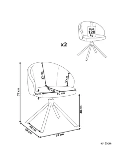 2er-Set Esszimmerstuhl OVALO in Weiß/Schwarz