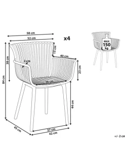 4er-Set Esszimmerstuhl PESARO in Braun