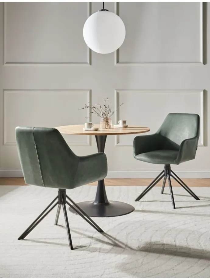 2er-Set Esszimmerstuhl SANSARC in Grün/Schwarz