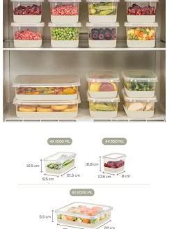 12er-Set: Frischhaltedosen in Grau/ Transparent