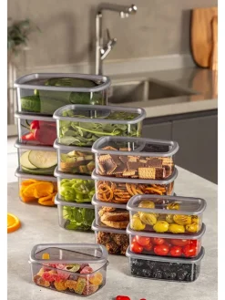 16er-Set: Frischhaltedosen in Grau