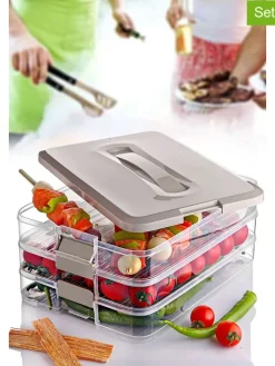 3er-Set: Frischhaltedosen in Hellgrau - (B)30 x (H)21,5 x (T)5 cm