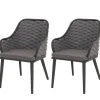 2er-Set Gartenstuhl O16, Anthrazit Kissen dunkelgrau