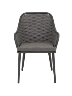 2er-Set Gartenstuhl O16, Anthrazit Kissen dunkelgrau