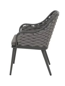 2er-Set Gartenstuhl O16, Anthrazit Kissen dunkelgrau