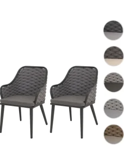 2er-Set Gartenstuhl O16, Anthrazit Kissen dunkelgrau