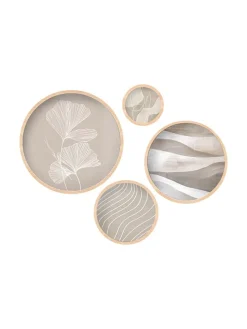 4er-Set: Gerahmte Holzkunstdrucke