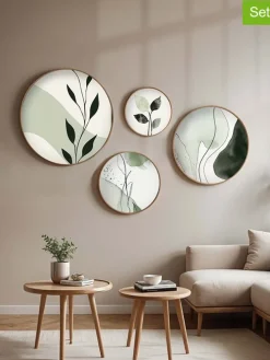 4er-Set: Gerahmte Holzkunstdrucke