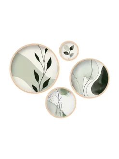 4er-Set: Gerahmte Holzkunstdrucke