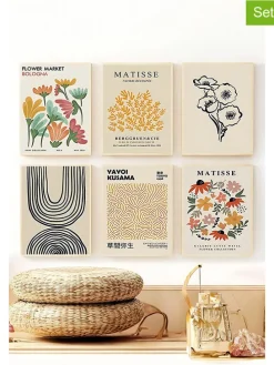 6er-Set: Gerahmte Kunstdrucke - (B)33 x (H)48 cm