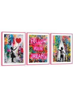 3er-Set: Gerahmte Kunstdrucke