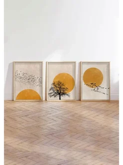 3er-Set: Gerahmte Kunstdrucke