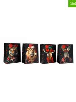 4er-Set: Geschenktüten in Schwarz/ Bunt - (B)26 x (H)33 x (T)13 cm