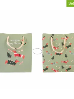 12er-Set: Geschenktüten ''Natalotto'' in Grün - (B)22 x (H)26 x (T)10 cm