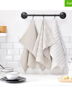 3er-Set: Geschirrtücher "Essential Dune" in Weiß/ Beige - (L)70 x (B)50 cm