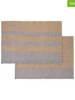 2er-Set: Geschirrtücher "Gano" in Beige/ Grau - (L)70 x (B)50 cm