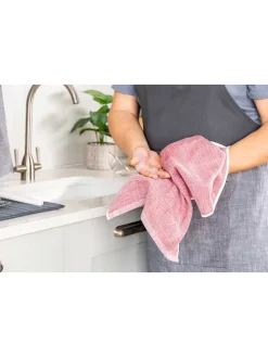 2er-Set: Geschirrtücher in Grau/ Rot - (L)71 x (B)44 cm