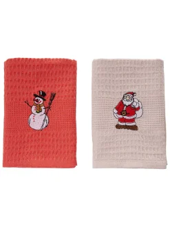 2er-Set: Geschirrtücher in Rot/ Beige