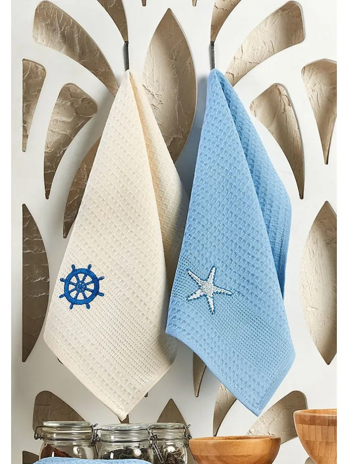 6er-Set: Geschirrtücher "Marin" in Creme/ Hellblau/ Rosa