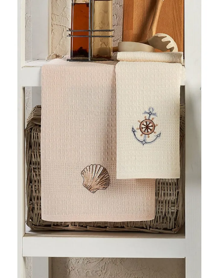 6er-Set: Geschirrtücher "Marin" in Creme/ Hellblau/ Rosa