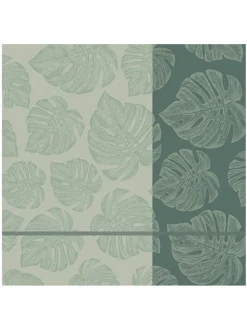 6er-Set: Geschirrtücher "Monstera" in Grün - (L)65 x (B)60 cm